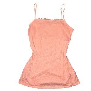 Soft Peach Y2K Lace Trim Layering Cami Tank Clean Girl Summer Basic Size Medium